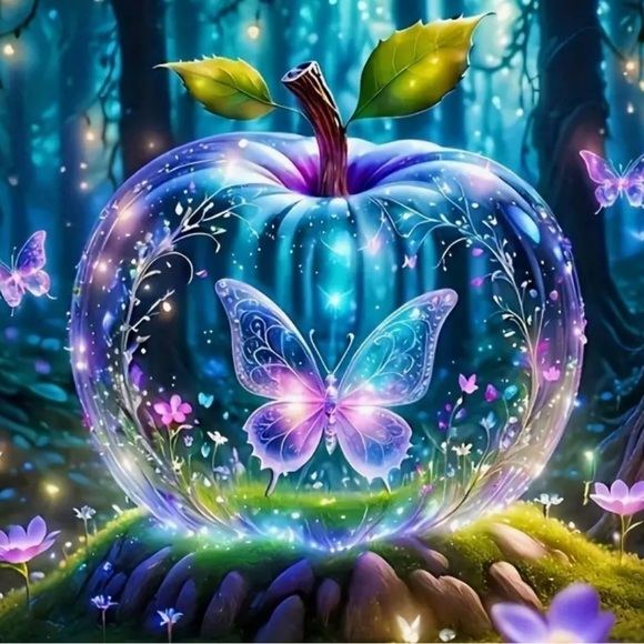 5D Diamond Art DIY Painting Kit Apple Butterfly Themed 30 x 30cm|11.81 x 11.81in - Picture 4 of 11